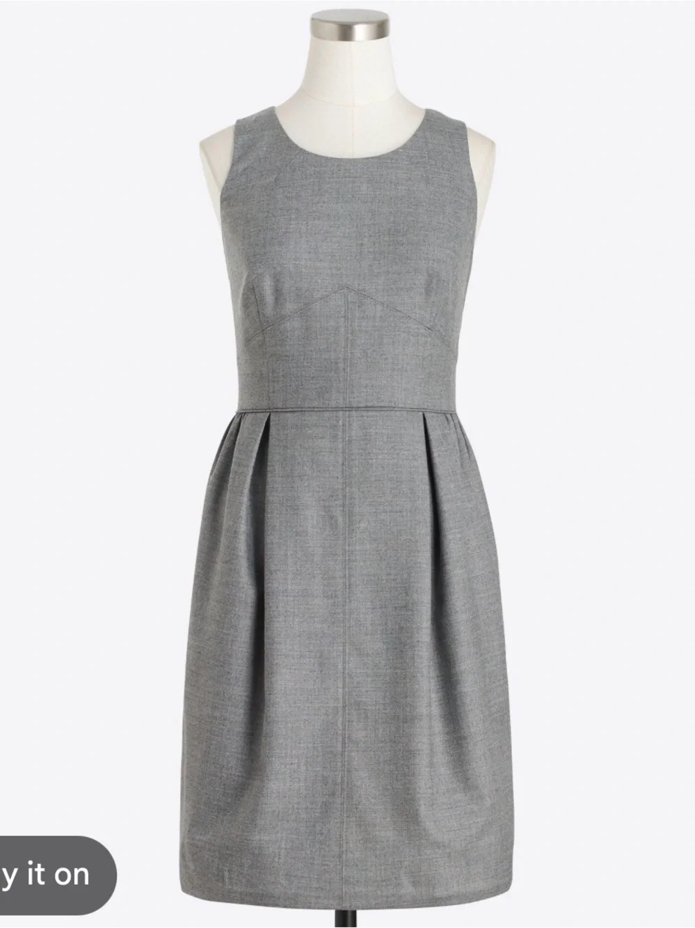 J. Crew Sleeveless Gray Pleated Midi Dress wool dress corporate